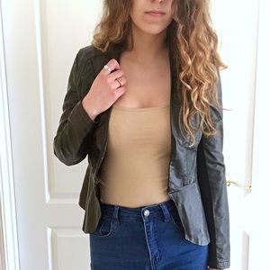 🌼 Faux Leather Peplum Jacket - Black